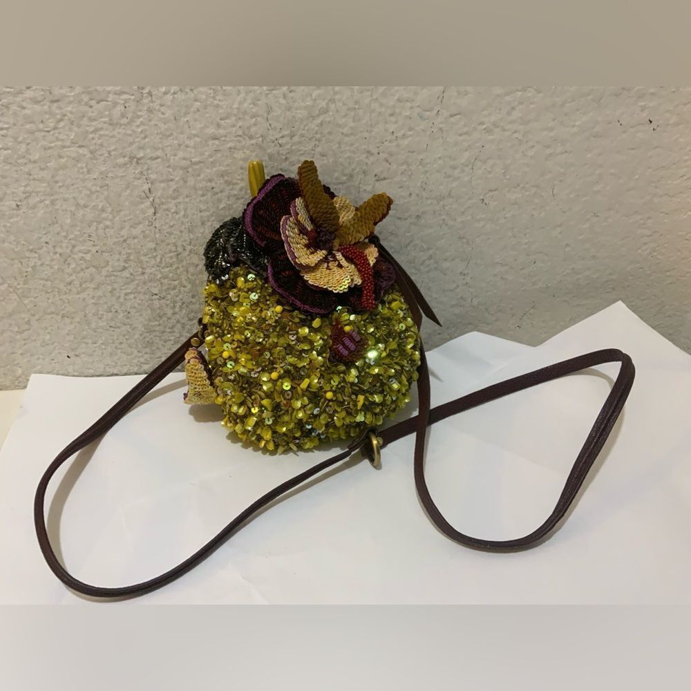 Vintage Jamin Puech w/ beading & gold sequins shoulder Bag crossbody zip top